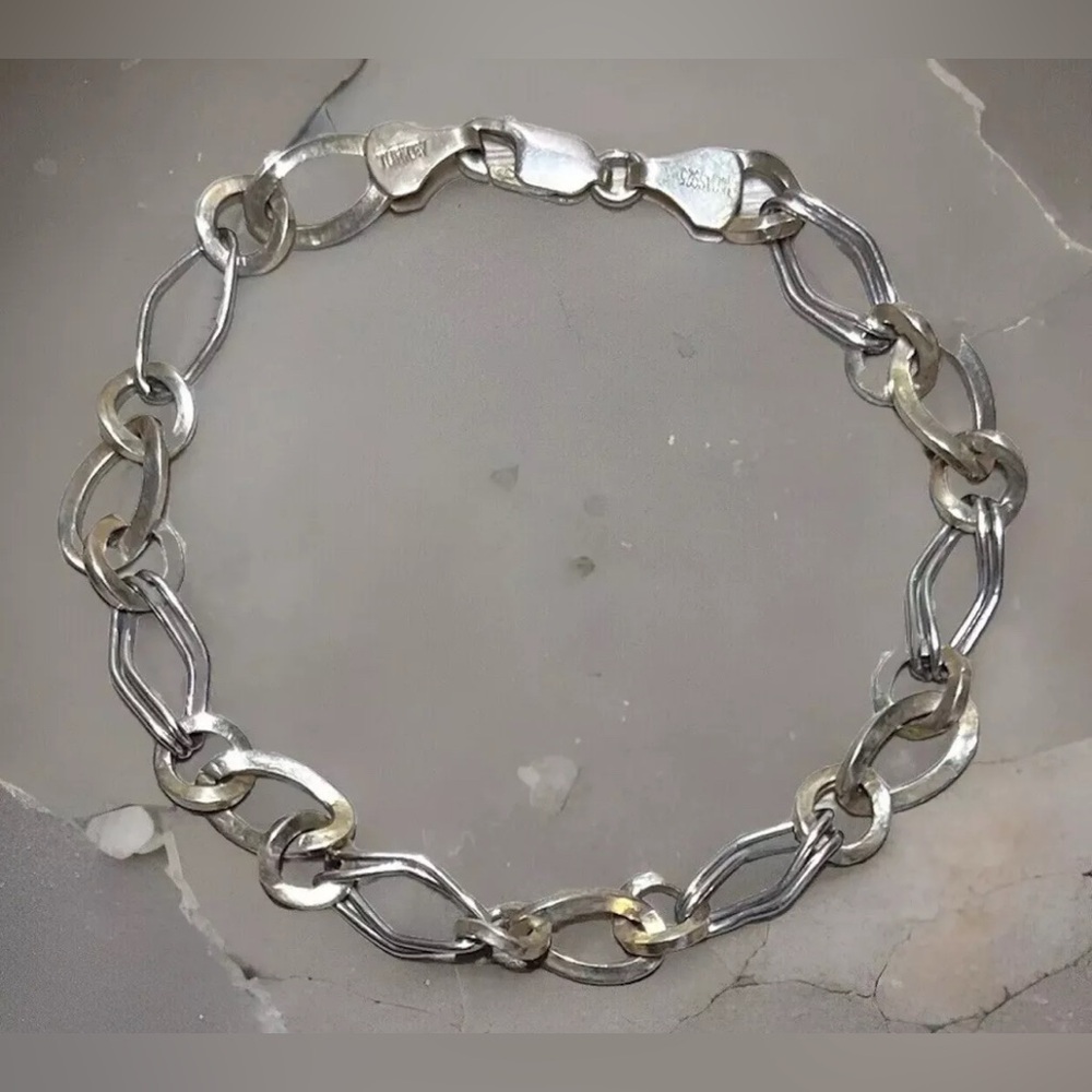 Vintage Turkey Designer Signed Midas Sterling Silver Bracelet, 7.75", 4.8g